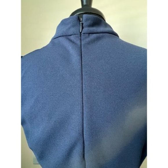 NWT Sharagano Deep Navy Blue Sleeveless Dress Zipper Back Size 10 - Picture 5 of 7